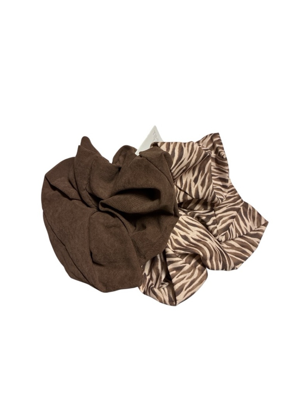 Time and Tru Brown And Zebra Cream Print Ponytail Large Scrunchies - Picture 3 of 7